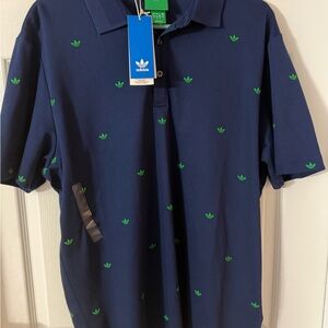 Adidas Golf Originals Printed Trefoil Polo Night Indigo - Men's Large NWT New